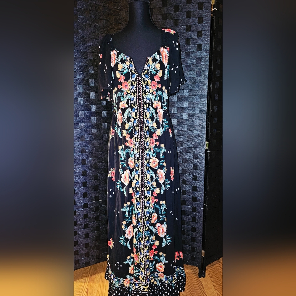 Angie Black Floral Maxi Dress